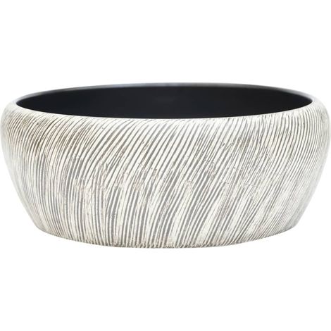 Maison Exclusive - Lavabo da Appoggio Nero e Grigio Rotondo Φ41x14 cm Ceramica