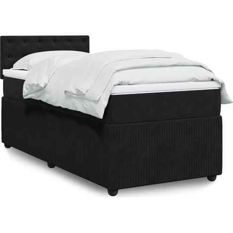 Lit simple - 100x200 cm, Sommier à lattes de lit avec matelas Noir Velours WFE544960 Maison Chic (1/5)
