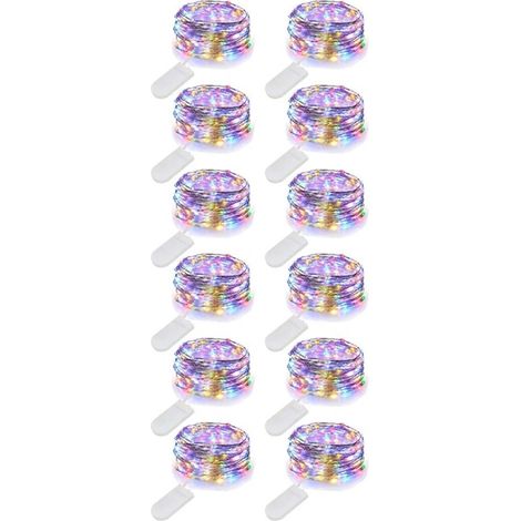 Guirlande LED 2m 20 LED, 12 Pièces, 4 Couleurs, Piles Incluses, Décoration Chambre, Noël, Mariage, Fête (1/5)