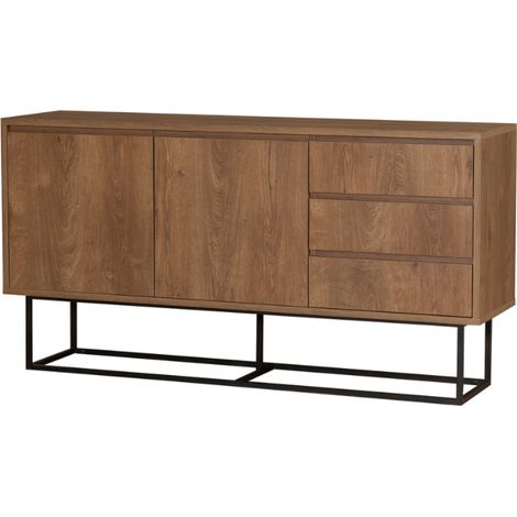 Buffet en bois 2 portes et 3 tiroirs 140 cm SABINOV (1/4)