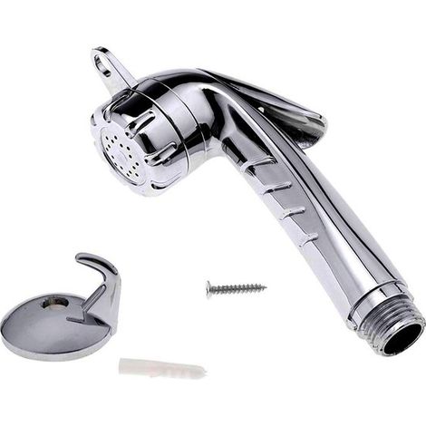 Dailygoods - Soffione doccia con funzione di intercettazione - Doccetta - Bidet - Soffione doccia da 1/2 pollice - Doccia da campeggio - Plastica ABS di alta qualità - Design cromato (1/5)
