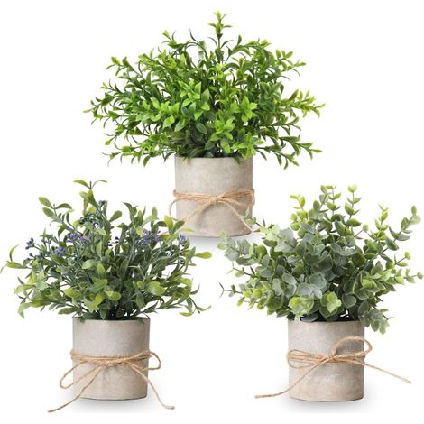 3 Pièces Plante Artificielle, Mini Faux Végétal En Plastique, Décoration Intérieure Pour Maison, Bureau, Salle De Bain (1/5)