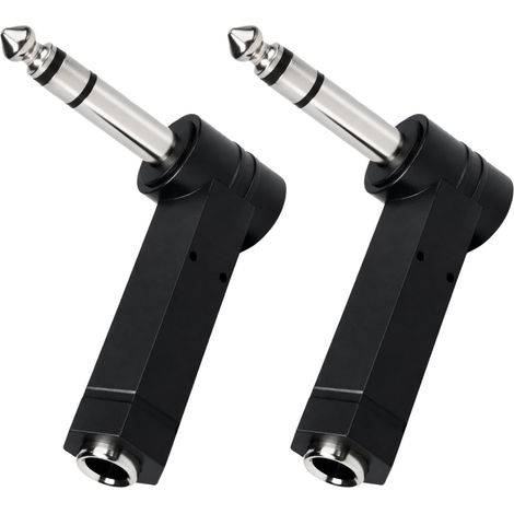 2 Pièces Adaptateurs Jack Stéréo 6,35 mm TS Mâle vers 6,35 mm TS Femelle, Adaptateur 1/4 de Pouce Stéréo vers Double Femelle, Compatible avec Guitare, Amplificateur, Haut-parleur, Équipement Audio. (1/5)