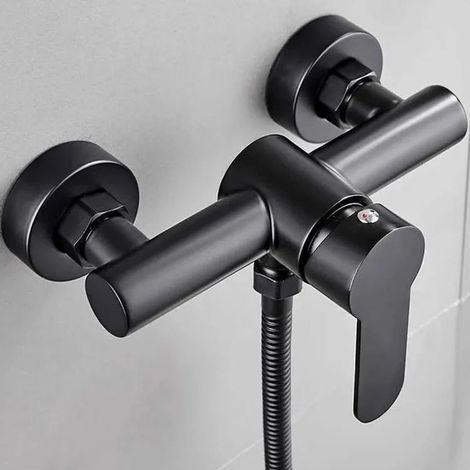 1 Mitigeur de douche,Acier inoxydable 304,Finition noir mat,Rotation 360°,Levier unique,Salle de bain (1/5)