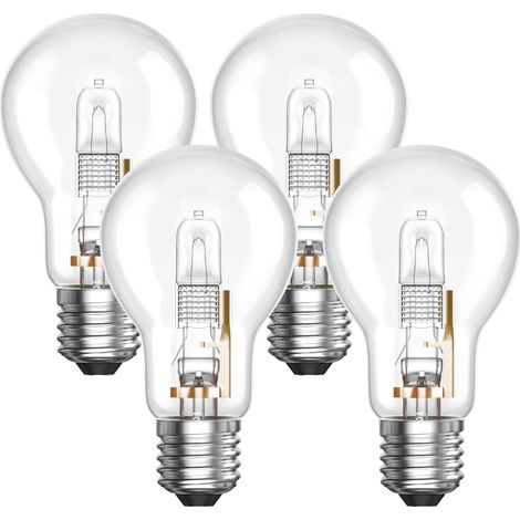 Ampoule Halogène E27 A55 100W Dimmable, Blanc Chaud 2700K, AC220-240V, Transparent - Lot de 4 pour Plafonnier, Lampe Bureau, Applique, Lampadaire