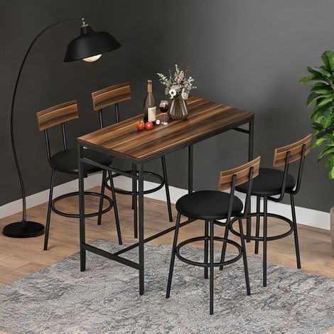 Ensemble table de bar et tabourets en acier MDF 110 x 55 x 90 cm (1/5)