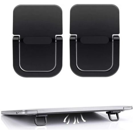 royaluxe-Support pour Ordinateur Portable, Lot de 2 Mini Support Autocollant, rehausseur de Clavier Portable Pliable Invisible, Pieds pour Ordinateur Portable avec Silicone antidérapant (Noir) (1/5)