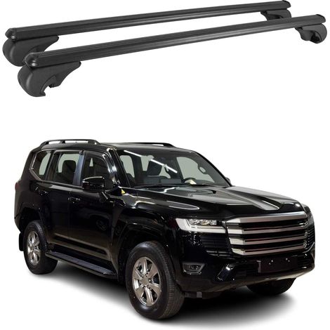 OMAC Barres de toit en aluminium pour Toyota Land Cruiser J250 2024-2026 – TÜV / DIN 75302:2019 – Antivol inclus – Charge max 75 kg – 2 barres Noir