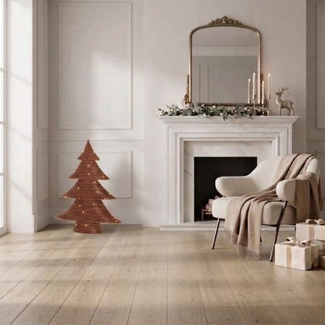 Albero decorativo in metallo con luci Led per decorazione natalizie, da 60 cm -Rosso (1/5)