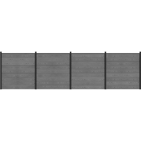 zaunset 699 x 186 cm WPC und Aluminium Grau vidaXL