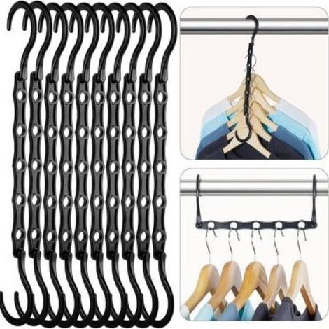 Set di 20 grucce magiche nere resistenti per organizzare armadi e riporre vestiti pesanti, dormitorio, camera da letto, casa, camper, auto (1/5)