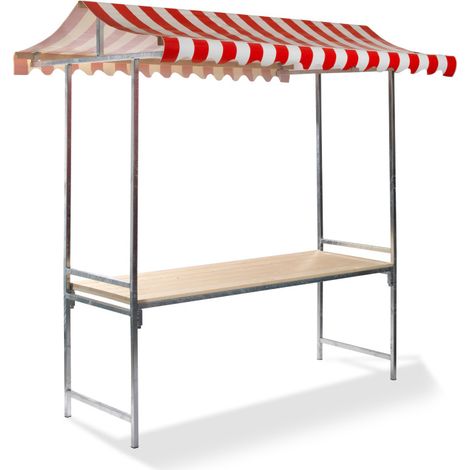 Étal de marché professionnel 200x151x232 cm Rouge/Blanc - Feros (1/2)
