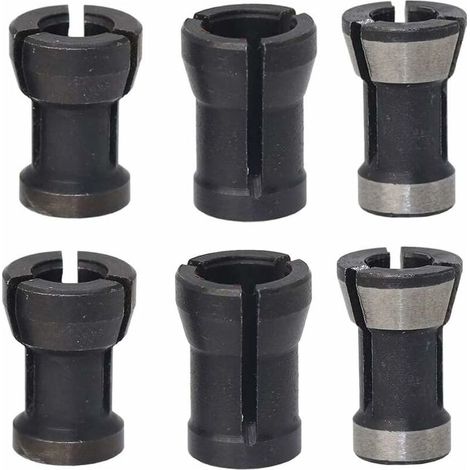 6 Pièces Tête de Mandrin HSS Pince de Serrage Defonceuse Tête Adaptateur Convertisseur pour Perceuses Machine de Gravure pour Rogneuse Menuiserie électrique Pince de Routeur Titulaire(6/6.35/8mm) (1/4)