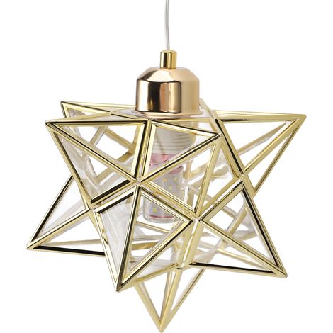 Suspension Étoile de Moravie, facile à installer, protection des yeux, plafonnier Étoile de Moravie, lampe suspendue pour chambre ou cuisine, couleur or (1/5)