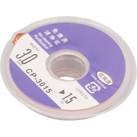 Mèche à dessouder souple à faible résidu d'étain, sans nettoyage, de 1,5 m de longueur, pour circuits imprimés CP 3015 (1/5)