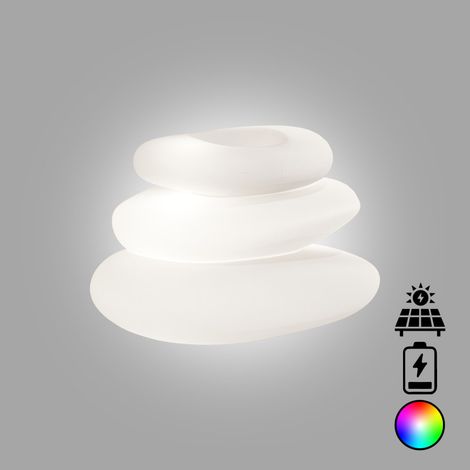 Jarrón luminoso de diseño de 75x62 cm y 47 cm de alto, en polímero con LED multicolor con alimentación a batería y solar, para interiores y exteriores (1/5)