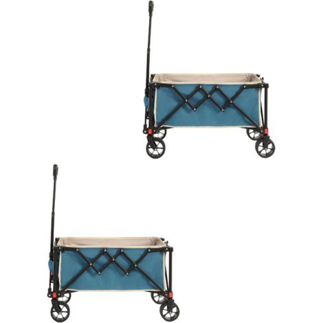 2er-Set folding Wagon Carts,Folding Wagon Cart with All Terrain Wheels,Heavy Duty Garden Carts with Adjustable Handle,Outdoor Utility Wagon for Camping Shopping Sports Fishing Blue