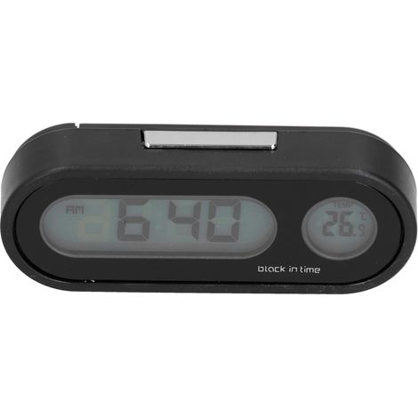 Mini horloge lumineuse pour voiture, thermomètre numérique avec rétroéclairage, horloge de tableau de bord pour bouche d'aération (avec batterie intégrée) (1/5)