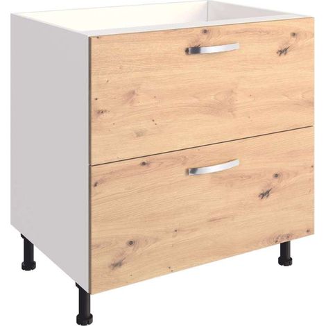 Mueble cocina con 2 gavetas en roble albar. 85 cm (alto) 80 cm(ancho) 58 cm(fondo)