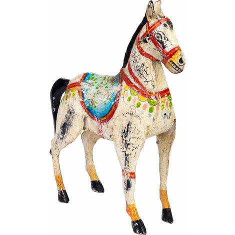 Caballo decorativo de metal pintado envejecido 31x9x34 (1/5)