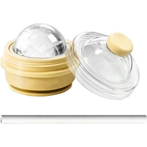 Moule Sphère à Glaçons Réutilisable Pliable 325 ml avec Paille et Couvercle Gobelet Moule à Sphères de Glace Pour Jus Lait Bière Cocktail Boisson Maison Bureau Randonnée Extérieur (1/5)