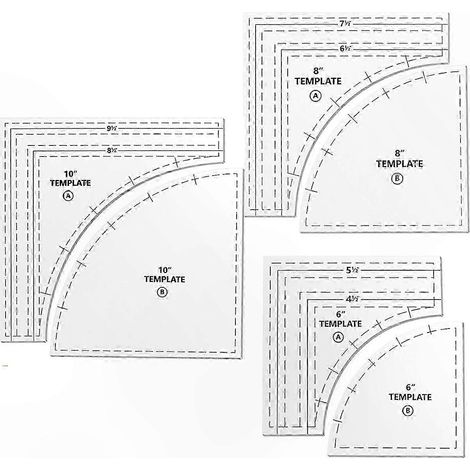 Lot de 3 grands gabarits de coupe pour patchwork, motif Drunkard's Path, règles de quilting en acrylique (1/5)