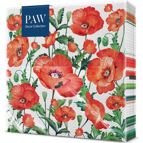 Serviette Papier 3 Plis (33 x 33 cm) Lot de 20 Serviette de Table Papier Idéal pour les Anniversaires, les Fêtes Patronales, les Garden Parties, les Événements Familiaux (Flanders Poppy) (1/5)
