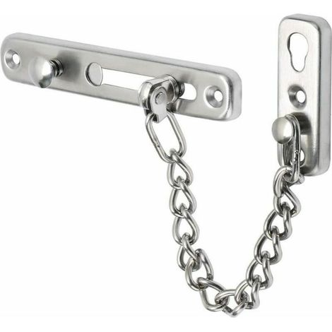 Chaîne de Porte de Sécurité Limiteur de Porte Étroit Verrou de Porte Anti-Vol à Ressort avec Vis pour Porte Interne à Domicile, Finition Brossée en Acier Inoxydable (1/5)