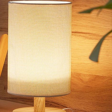 Nachttischlampe, Miniatur, warmes Licht, moderne LED-Tischleuchte mit USB-Anschluss, beige, Knopfdruck