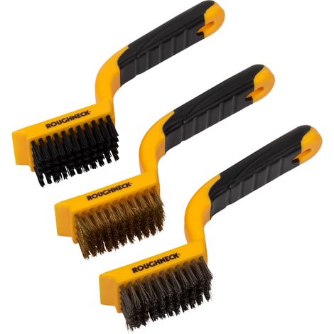 Roughneck 52-012 Wire Brush Set – 3-Piece Heavy-Duty Steel Wire Brushes for Cleaning and Surface Preparation