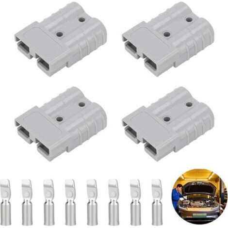 Pair 4 pièces Anderson Connecteurs 50A 600V, Prise de Connexion Rapide pour Batterie de Voiture, Van, Moto et Applications solaires, Kits de connecteurs avec Couvercle en Caoutchouc et 8 Broches fourn (1/5)