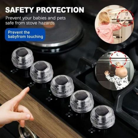 Couvre Bouton Cuisinière - Protection Sécurité Gaz Enfant - PP Résistant Chaleur - Transparent - 6 x 4 cm - 1 Pièce (1/4)