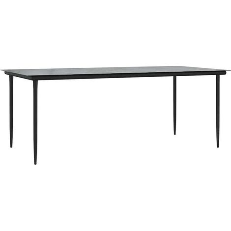 Table de Jardin Extérieure 200x100x74cm en Acier et Verre Trempé, Noire (1/5)
