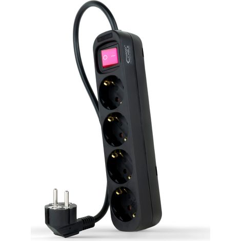 Câble pour interrupteur à base multiple 4 prises 1,4m noir 10.37.0004-bk (1/2)