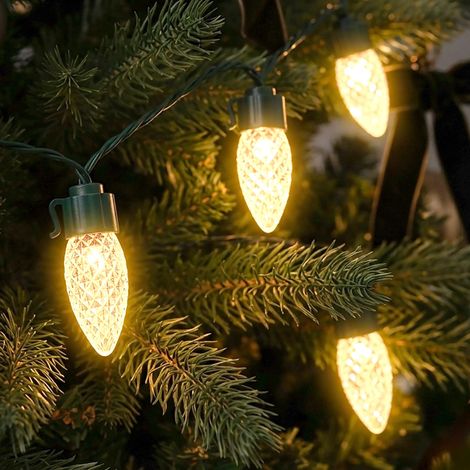 Retro Tannenzapfen Lichterkette soft gold 50 LED für Außen & Innen - 10 m - Vintage Weihnachtslichterkette mit 8 Leuchtfunktionen und Timer