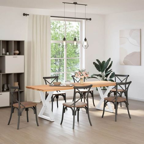 vidaXL Dining Table Legs 2 pcs White 80x(72-73,3) cm Steel (1/5)