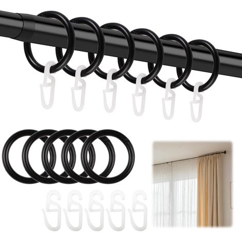 200 Pièces Anneaux de Rideau de Douche en Plastique Noirs,30mm (1/5)