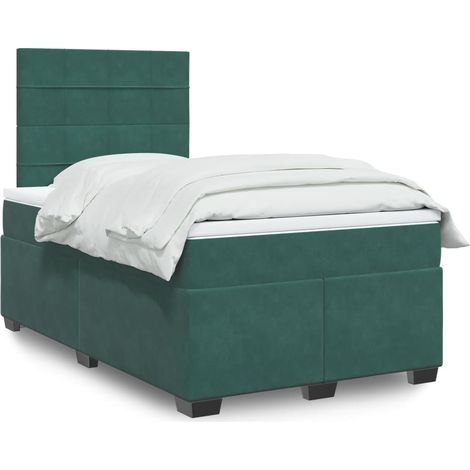 Cama box spring con colchón terciopelo verde oscuro 120x190 cm vidaXL (1/5)