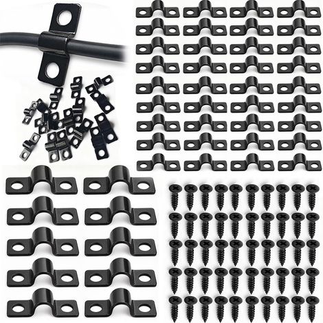 50 Pièces Collier de Serrage U, Acier Au Carbone Attache Grillage (1/5)