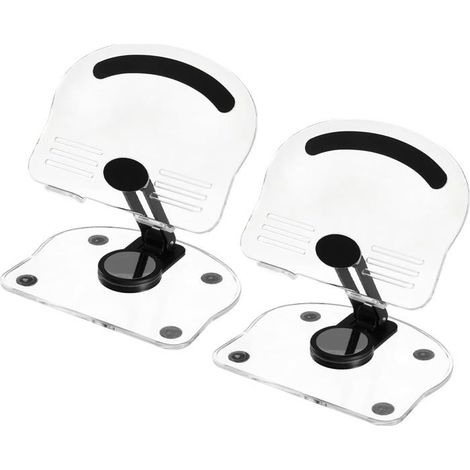 Lot 2 Supports Tablette Acrylique Réglables Pliables Rotatifs 360° - Noir Transparent Pour Bureau Maison Cadeau Femme (1/5)