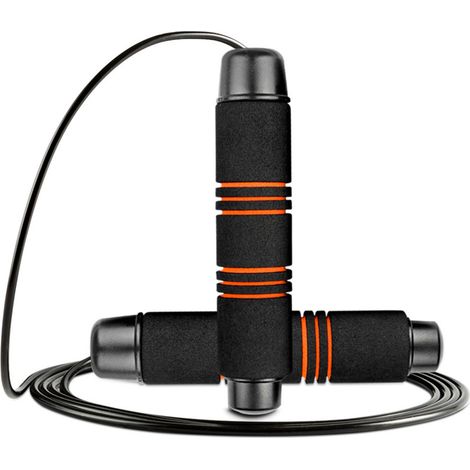Corde à Sauter - Câble Acier Enrobé PVC Réglable - Manches en Mousse Antidérapants - Roulements à Billes Sans Accrochage - Pour Intérieur Extérieur - 1 Pièce (1/5)