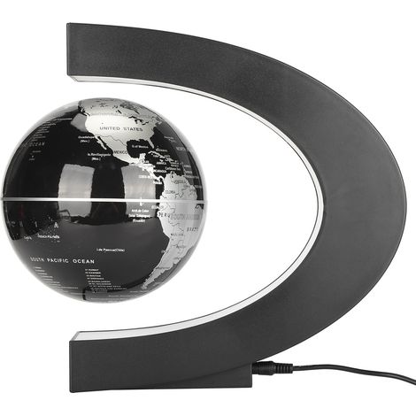 Globe terrestre magnétique flottant de 15 cm (6 pouces), carte du monde, base en forme de C, décoration de bureau, prise 100-240 V. (1/5)