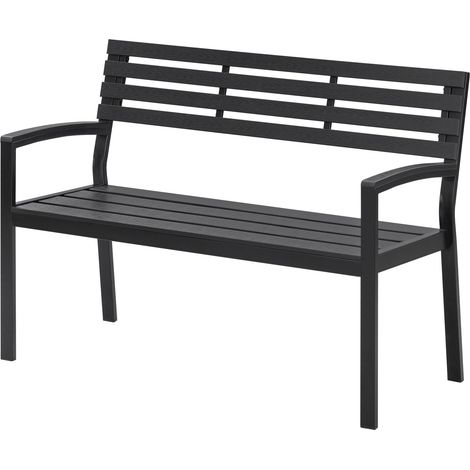 WOLTU Banc de Jardin en Métal, Banquette Extérieure avec Dossier et Accoudoirs, pour 2 à 3 Personnes, 115x55x85 cm, Noir (1/5)