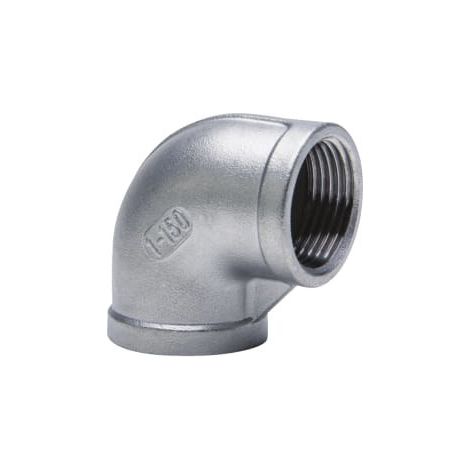 Codo roscado de acero inoxidable, hembra, 90°, 1 1/4" (1/4)