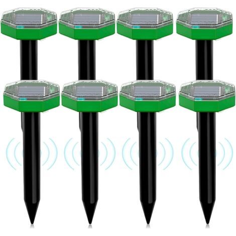 QORVA-Répulsif solaire à ultrasons anti-taupes, 8 pièces, anti-taupes solaire, vibrations et ultrasons, repousse les taupes et autres rongeurs pour jardin et pelouse