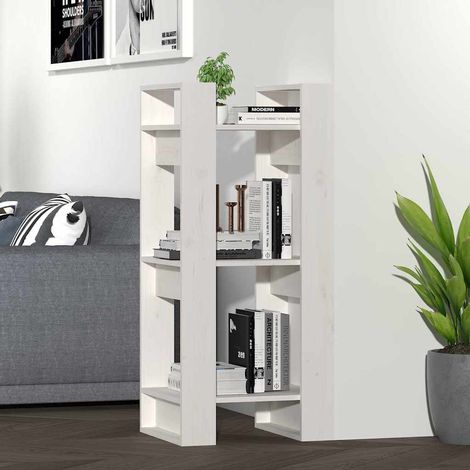 Bibliothèque/Séparateur de pièce Étagère de Rangement - pour Bureau Salon Chambre Cuisine Blanc 41x35x91 cm Pin solide BV411497 - BonneVie (1/5)
