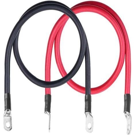 PA Câble de batterie AWG, 20 pouces, fil de cuivre pur AA, avec cosses à anneau de 5/16 pouce, convient aux voitures, panneaux solaires, VTT, tondeuses à gazon, motos et bateaux, paquet de 2. (1/4)