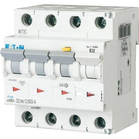 Leistungsschalter Eaton 3P plus N 400 Volt 30 Milliampere