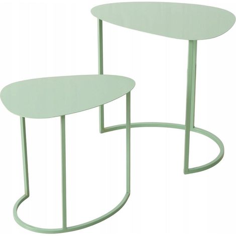 Boltze JERRY Set di 2 Tavolini Basso Salvia e Nero