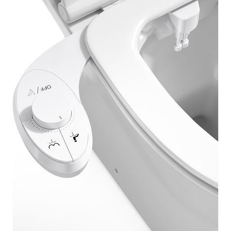 Pulvérisateur Bidet non électrique, Bouton poussoir réglable Toilette Japonaise pour eau froid de toilette bidet Abattant WC Alle De Bain avec Double Buses rétractables autonettoyantes (1/5)
